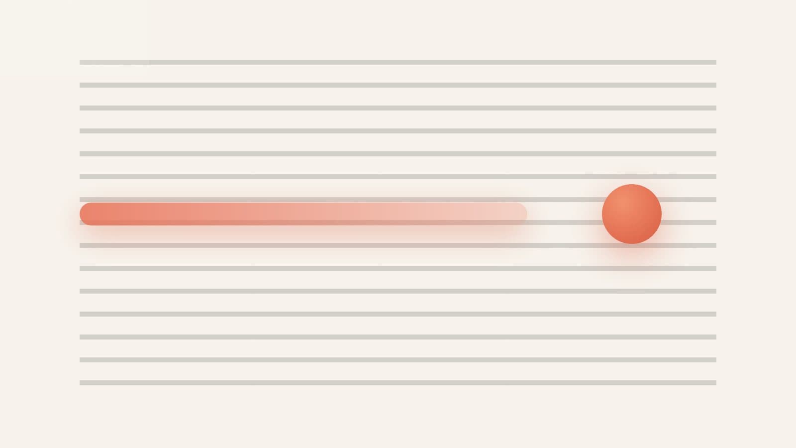 Rows of thin lines with one line highlighted in ember