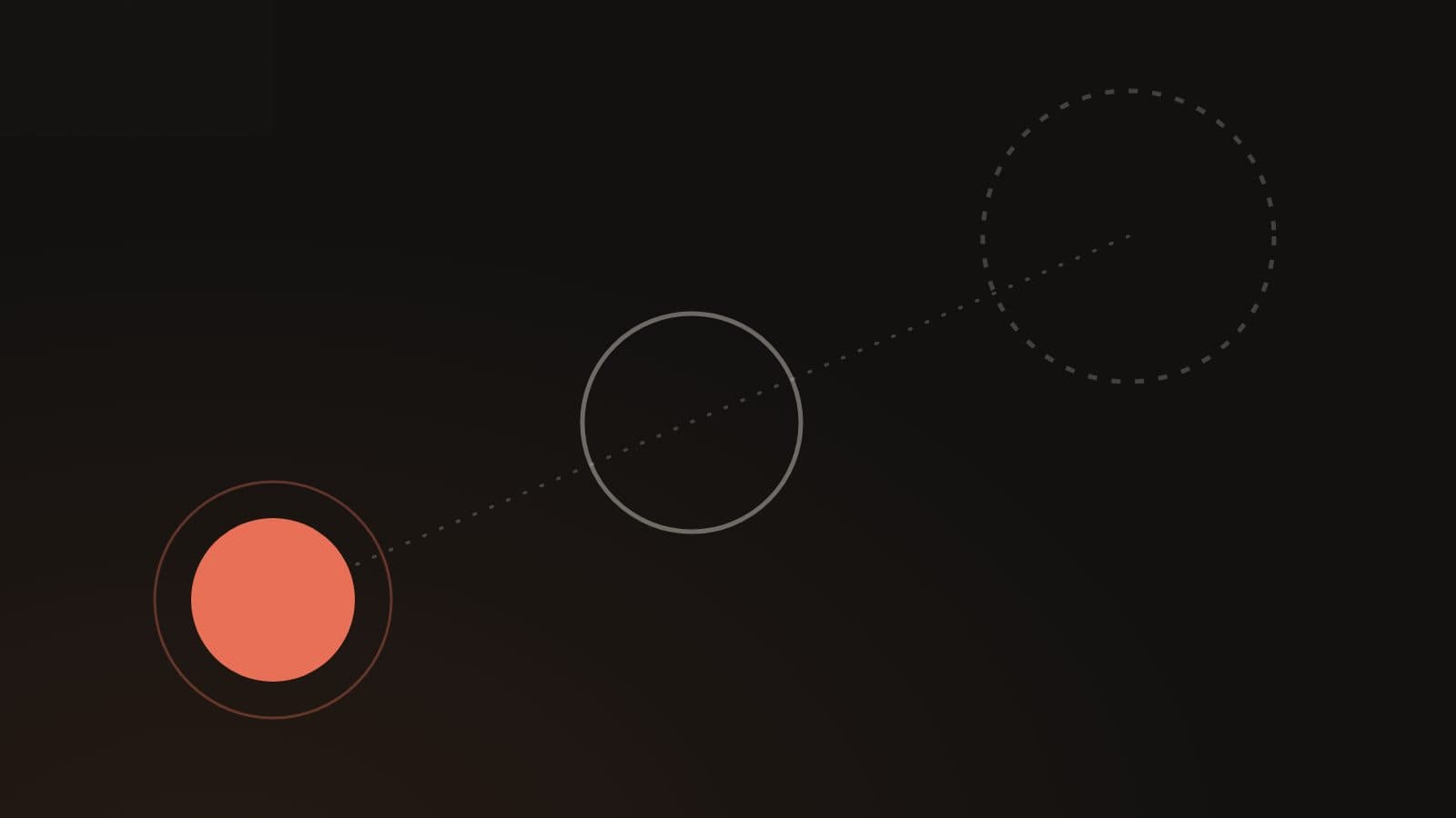 Three circles stepping upward on a dark background