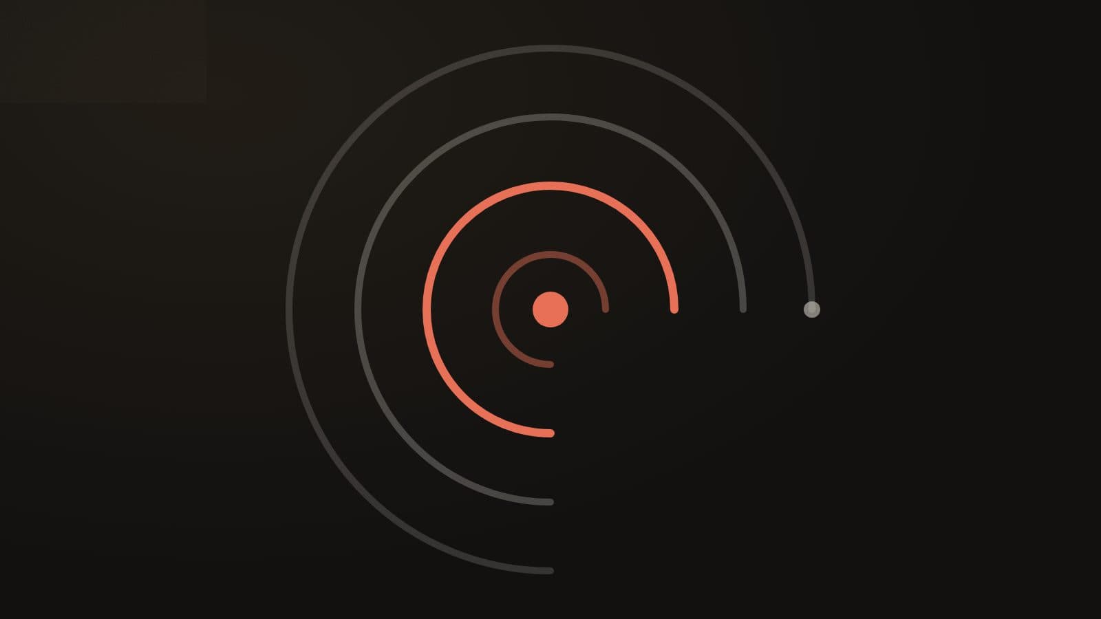 Concentric arcs around a glowing ember core on dark background