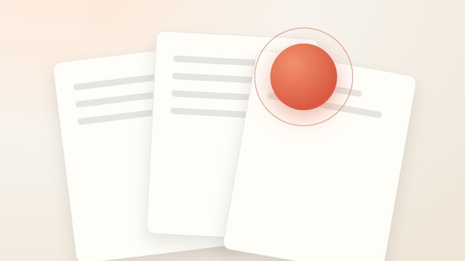 Abstract illustration of stacked documents with an ember stamp