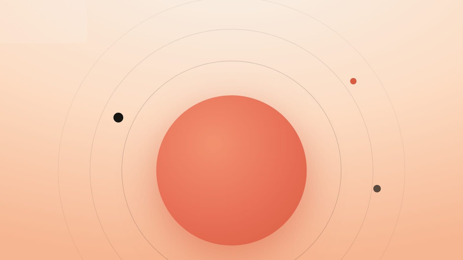 A warm sun with orbit rings, growing outward